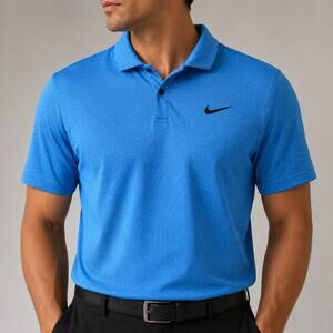 Nike Golf Dri-FIT Polo Shirt Blue Textured Athletic Performance Men’s L